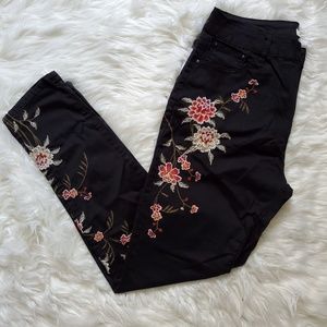 Black Floral Jeans